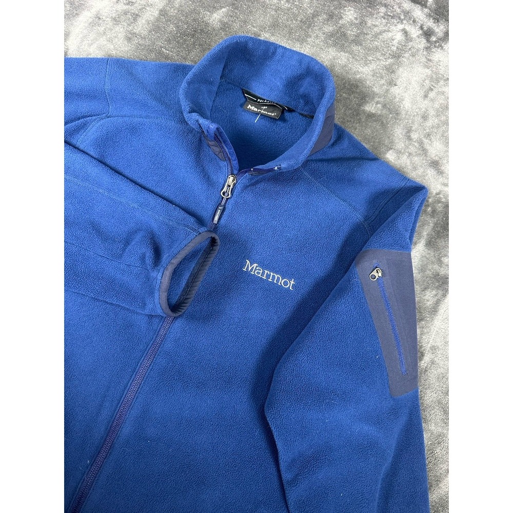 Marmot Fleece Jacket Full Zip Polartec Navy Blue Vented Pockets Men's LARGE L